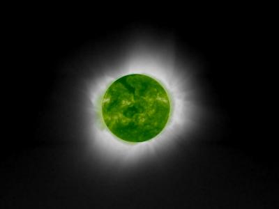 La couronne du Soleil est visible lors d’une éclipse solaire.  (Image reproduite avec l’aimable autorisation de la NASA/ESA.)